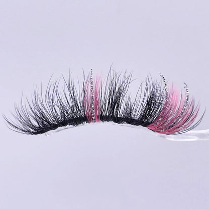 New glitter ombre Colored Lashes 20MM Mink Lashes Wholesale Dramatic Colorful Natural Eyelashes Extension Make up Fake Eyelashes