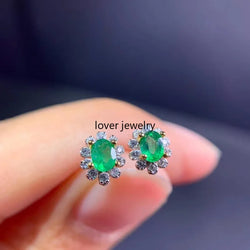 Jewelry 2021 New natural Emerald Women Jade Wedding Gemstone With Mosang Diamond Popular Earrings