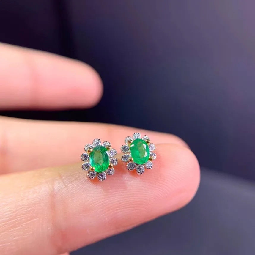 Jewelry 2021 New natural Emerald Women Jade Wedding Gemstone With Mosang Diamond Popular Earrings