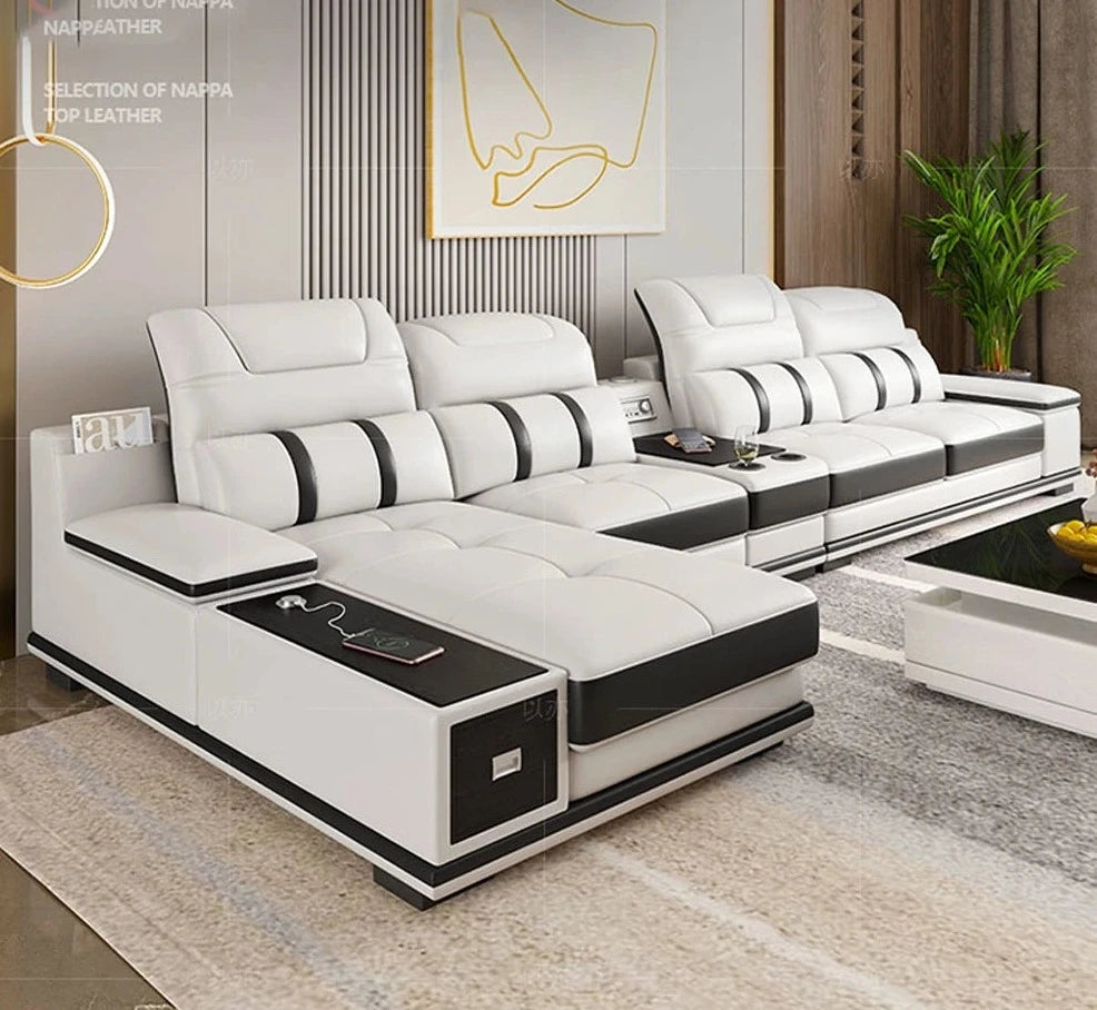 Modern Genuine Leather Sofa Living Room - Stylish Italian.