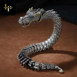 Silver Dragon Bracelets Black Gun Dragon Men Bracelet.