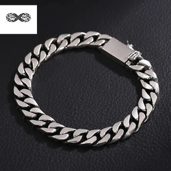 Real Solid Silver Punk Bracelet Wide.