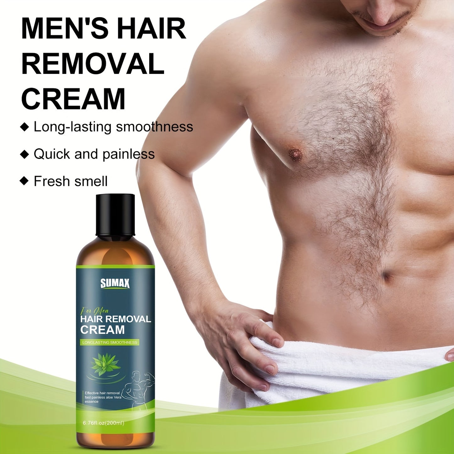 Men's Hair Removal Cream Aloe Vera,.