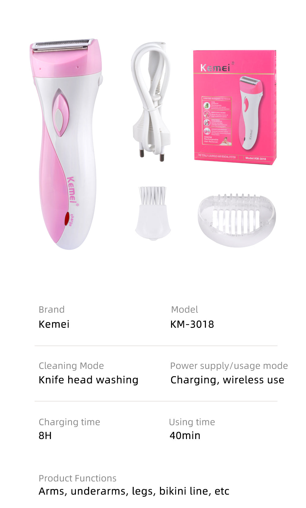 Rechargeable Lady Shaver Electric Hair for Body.