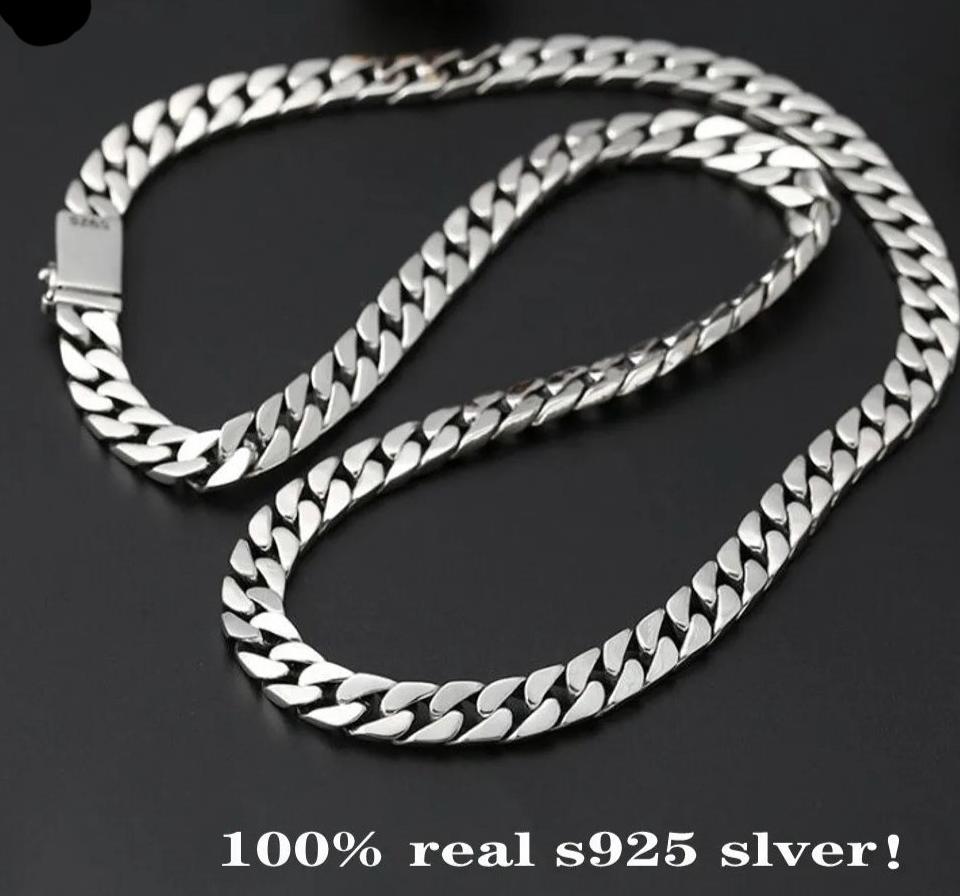 Silver Jewelry Man Necklace Popular Simple Trend.