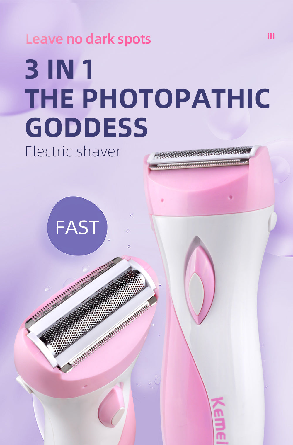 Rechargeable Lady Shaver Electric Hair for Body.