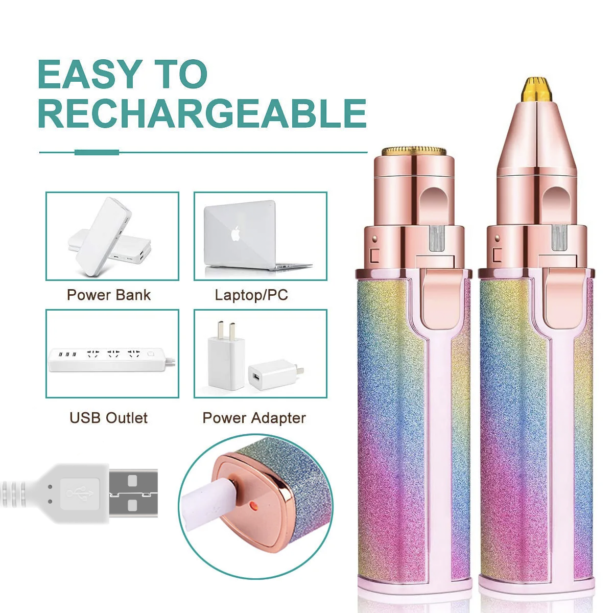 Portable 2 IN 1  Lipstick Shaped Electric Hair Remover For Women.