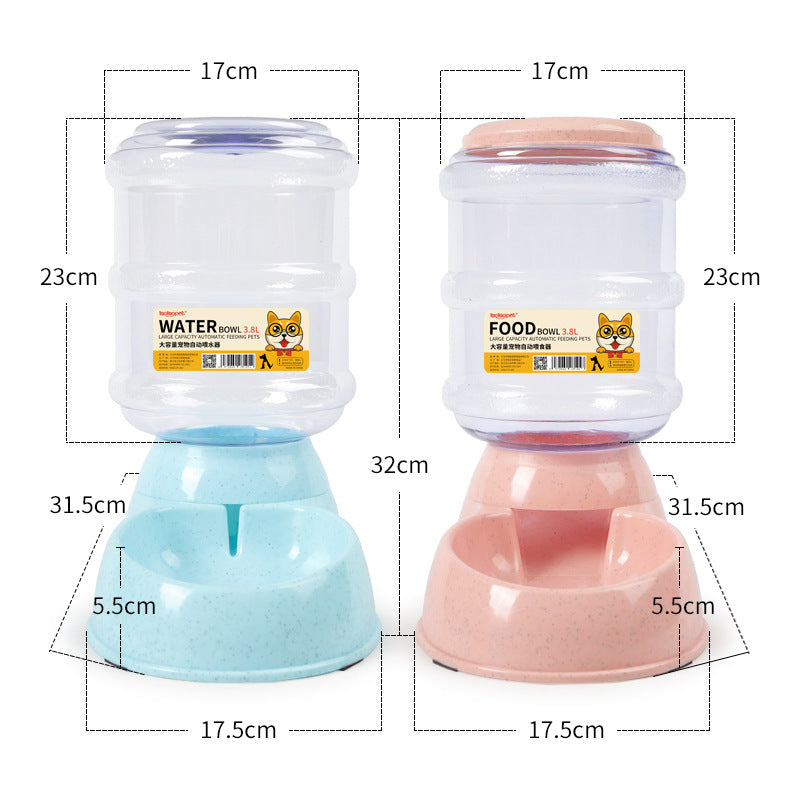 Dog Automatic Feeders Plastic Water Bottle Cat Bowl.