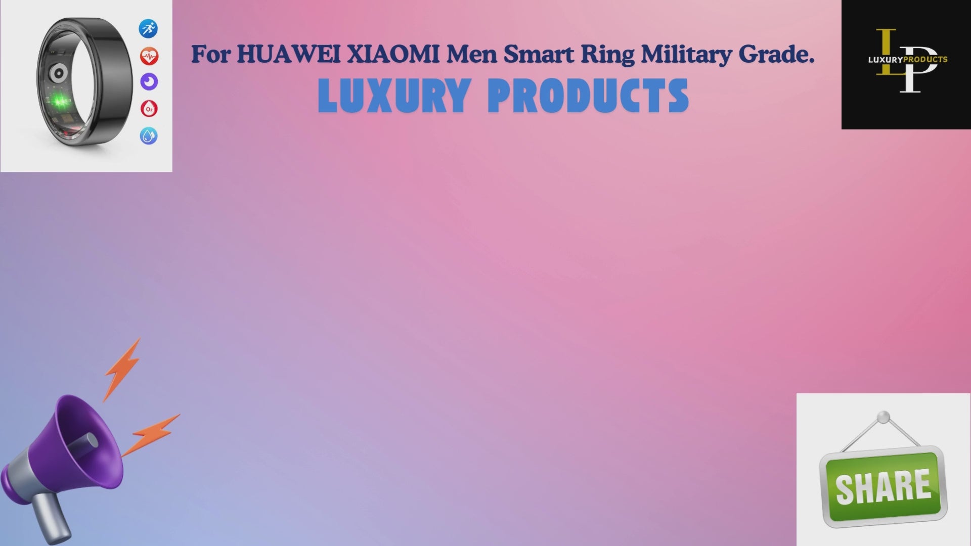 For HUAWEI XIAOMI Men Smart Ring Military Grade.