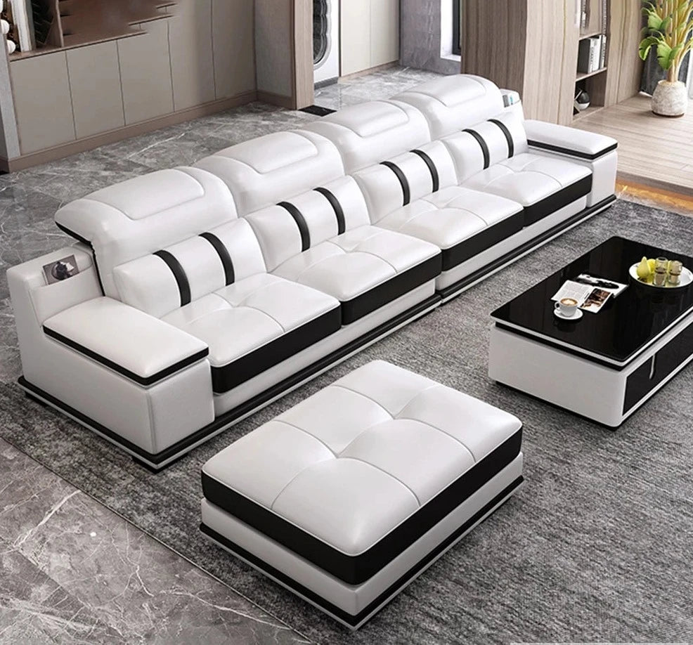 Modern Genuine Leather Sofa Living Room - Stylish Italian.