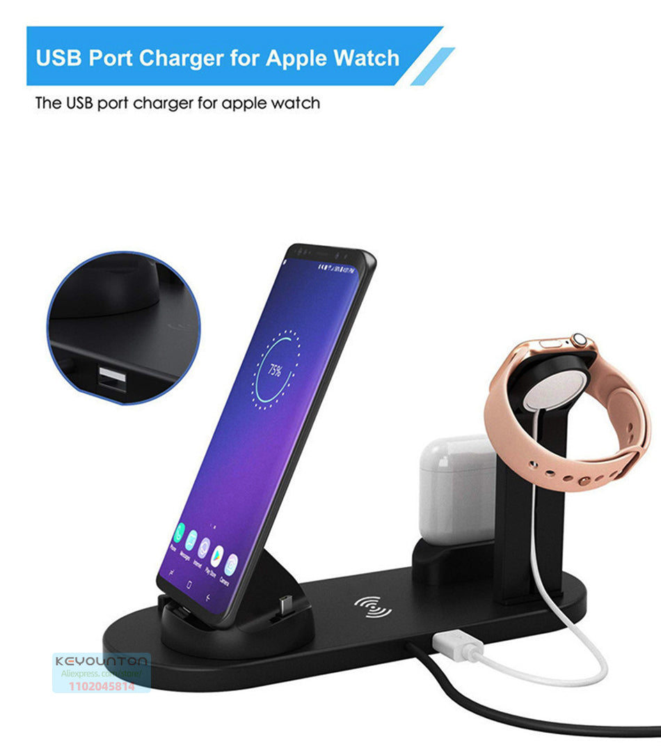 3 in 1 Wireless Charger Dock - 15W Fast.