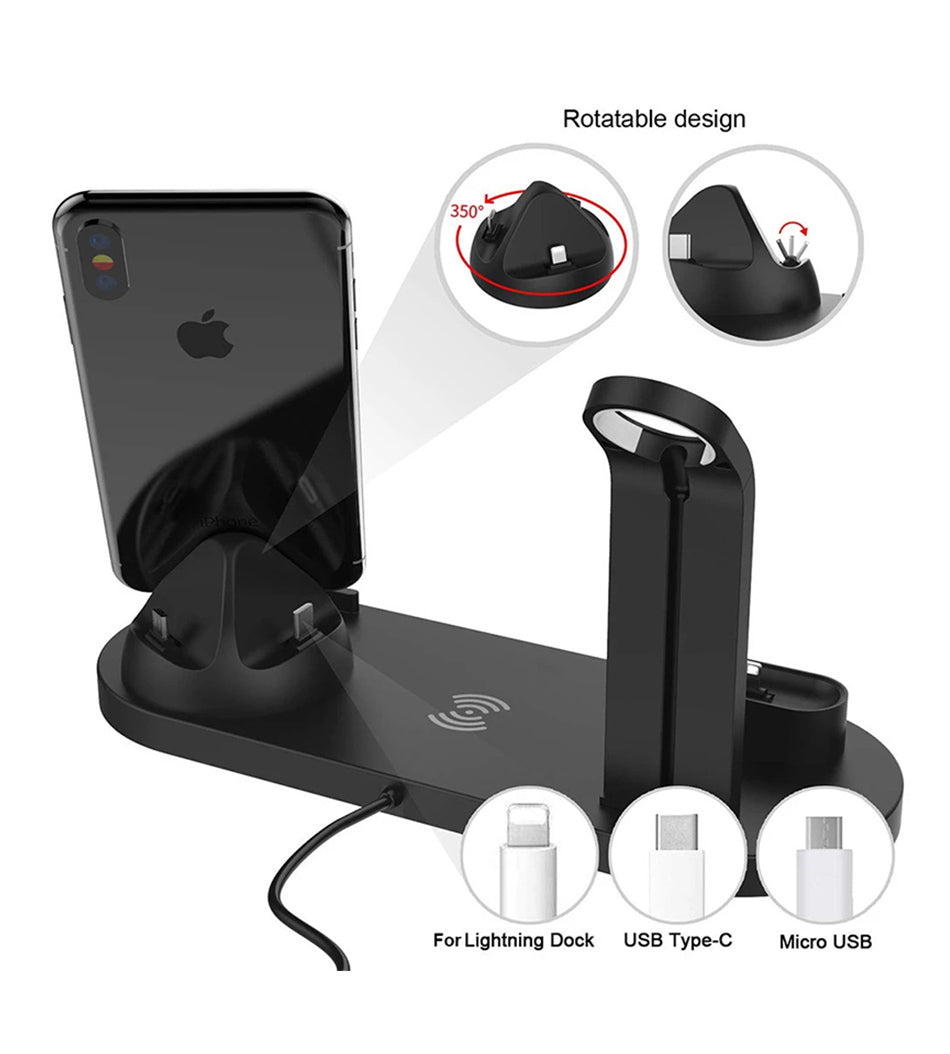 3 in 1 Wireless Charger Dock - 15W Fast.