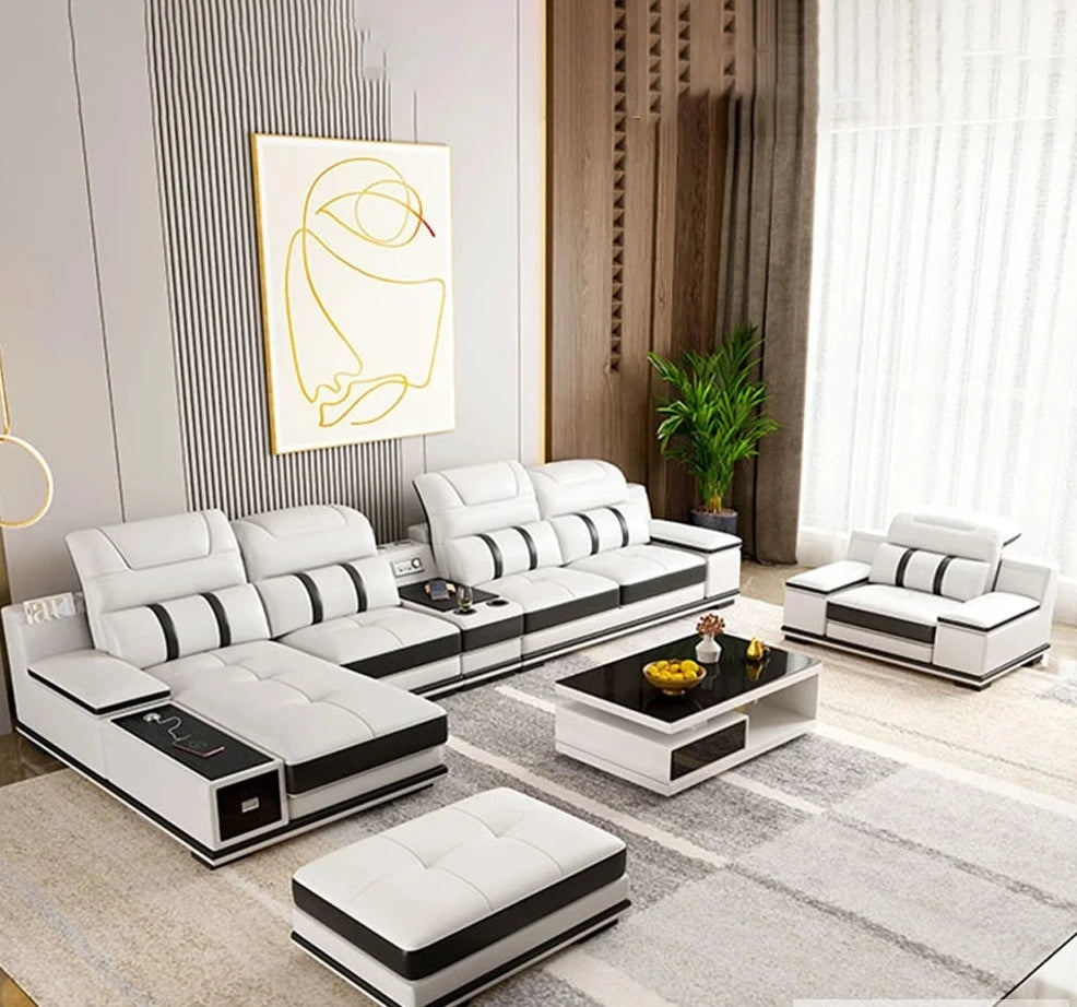 Modern Genuine Leather Sofa Living Room - Stylish Italian.