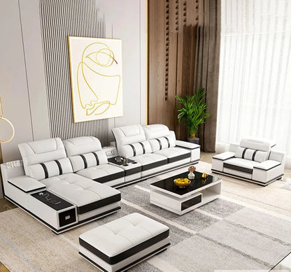 Modern Genuine Leather Sofa Living Room - Stylish Italian.